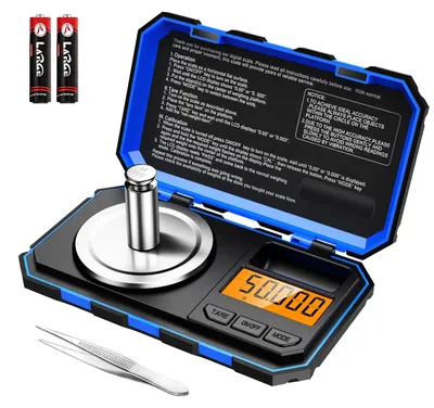 Präzisionswaage 50 g/0,001 g, Taschenwaage, Schmuckwaage, blau