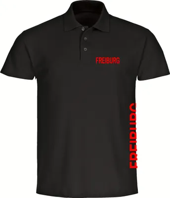 Produktbild von multifanshop Poloshirt - Freiburg - Brust & Seite, schwarz, Größe M
