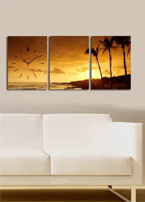 Produktbild von Opviq, 3P3040CS- CLA2690, Bunt, Wanduhren, 96 x 40 cm, 100% Wildleder -Leinwand