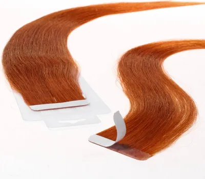 Image de hair2heart extensions de cheveux humains raides - 10 bandes 2,5g 60cm rouge cuivré