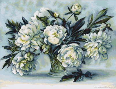 Produktbild von Luca-S Kreuzstich Set "Weiße Pfingstrosen", Zählmuster, 51x38cm