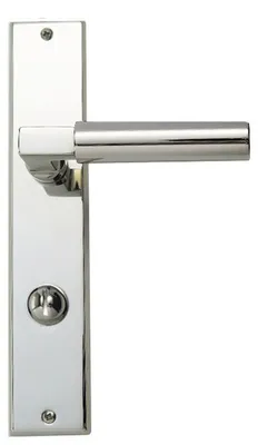 Produktbild von Chiara R988 Ghidini Türgriff-Langschild-Garnitur Bauhaus Stil M7 glanznickel (Lochung: WC) Lochung: WC