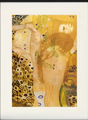Obrázek produktu pro Gustav Klimt Zarámovaný obraz s elegantním paspartováním | Obrazy na zeď | V rámu - Vodní hadi, 1904-07 (80 x 60 cm)