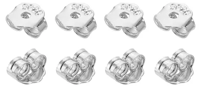 Productafbeelding van Veiligheidsdopjes voor oorbellen, achterkantjes - 8 stuks - 4 mm - Zilver (S925) met witte gouden plating