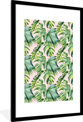 Produktbild von MuchoWow® MuchoWow® Gerahmtes Poster Blumen - Tropisch - Blätter 60x90 cm - Poster mit zchwarzem Bilderrahmen - Dekoration - Wandposter Wohnzimmer - Hochwertig