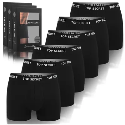 Produktbild von TOP SECRET Herren-Boxershorts im 6er-Pack aus Baumwolle, schwarze Herrenunterwäsche – Größe XXL