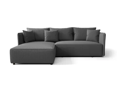 Produktbild von Ecksofa mit Schlaffunktion und Bettkasten ROCKY Sofa L-Form, Polsterecke, Eckcouch, Wohnlandschaft - Grau Cordstoff PS60 Ottomane Universal
