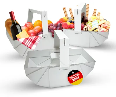 3er-Set Picknickkörbe aus recyceltem Karton, Weiß