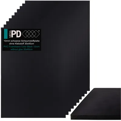 Produktbild von PD Media Foamboard 30x40 cm 10mm Schwarz 10 Stück Leichtschaumplatte PVC Architekturpappe Modellbauplatte