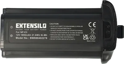 Zdjęcie produktu dla Akumulator EXTENSILO zamiennik Canon 7084A002, 7084A001, NP-E3 do kamery (1800 mAh, 12 V, NiMH)