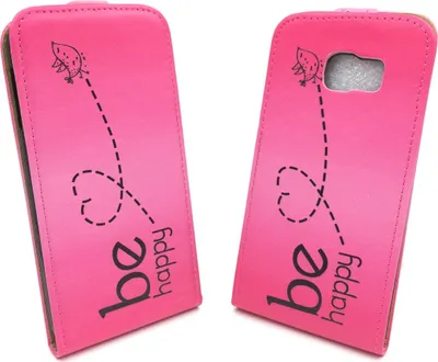 Produktbild von Handyhülle Tasche für Handy Samsung Galaxy S6 Be Happy Pink