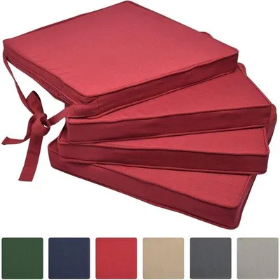 Productafbeelding van Ibenzoa® Set van 4 stoelkussens – 60% katoen / 40% polyester, 45 x 40 x 5 cm, ademende en vormvaste zitkussens voor standaardstoelen