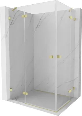Image de Mexen Lunar Duo cabine de douche pivotante 80 x 70 cm, transparent, or brossé - 834-080L-070P-55-00
