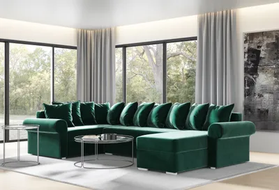 Produktbild von Belize U-förmiges Ecksofa Farbe Grün Kronos 19 Ein Sofa mit Schlaffunktion Wohnzimmersofa