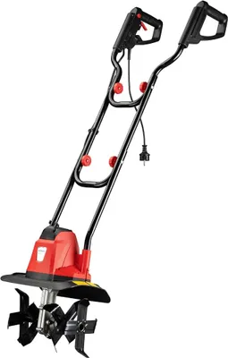 Imagen del producto de Fresadora de suelo eléctrica de 1050 W con 380 RPM, cultivador con una profundidad de trabajo de 220 mm, fresadora de jardín con 16 cuchillas, y azada de jardín con mango ergonómico