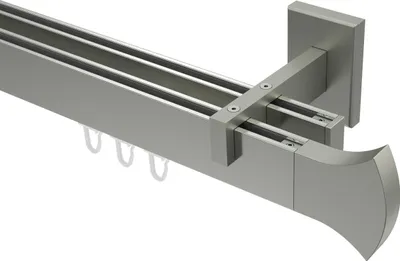 Produktbild von Interdeco Innenlaufstange / Gardinenstange mit Innenlauf Edelstahl-Optik, Typ Smartline Conex (Rundung), 14x35 mm 2-läufig, 520 cm