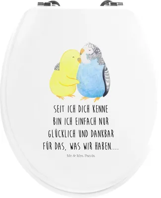 Produktbild von Mr. & Mrs. Panda WC Sitz Wellensittich Liebe - Weiß - Geschenk, Hocheitstag, WC-Sitz, Klobrille, Toilettendeckel, Klo-Deckel, Verliebt, klo deckel, Kuscheln, Verknallt