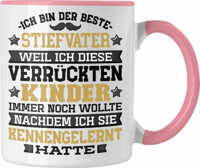 Produktbild von Trendation - Stiefvater Tasse Geschenk Stiefpapa Lustiger Spruch Geschenkidee Bonus Papa Vatertag Ich Bin der Beste Stiefvater (Rosa)