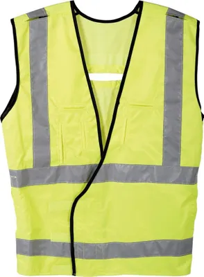 Warnweste Reflect Vest von singing rock in leuchtendem Gelb mit reflektierenden Streifen.