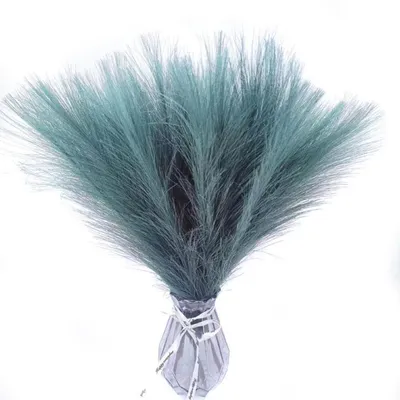 Image de Décoration en plumes de pampa artificielles, 50 pièces, gris et vert, 43-45 cm, polyester