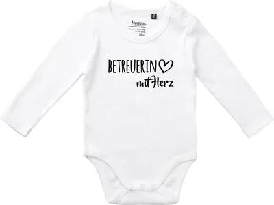 Produktbild von Huuraa Baby Body Betreuerin mit Herz 62 White  Baumwolle Fairtrade Langarmbody Geschenkidee