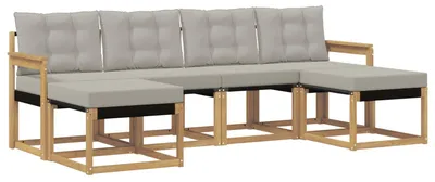 Produktbild von vidaXL Outdoor-Sofagarnitur mit Kissen 6 pcs Weiß und Hellgrau
