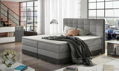 Produktbild von Boxspring-Doppelbett 180x200 NORELLO - grau / dunkelgrau