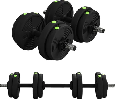 Zdjęcie produktu dla Zestaw hantli 2 w 1 SPORTNOW, 15 kg, regulowany zestaw hantli z 8 talerzami, do ćwiczeń siłowych, fitness, podnoszenia ciężarów, czarny