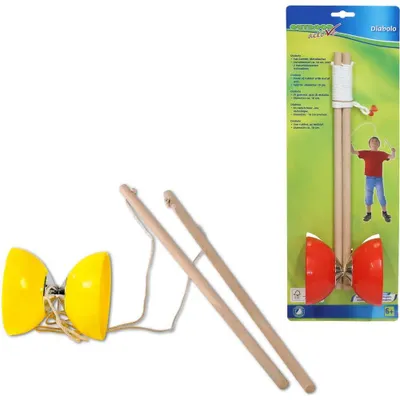 Produktbild von Diabolo Spielzeug 10cm Kunststoff gelb rot für draußen