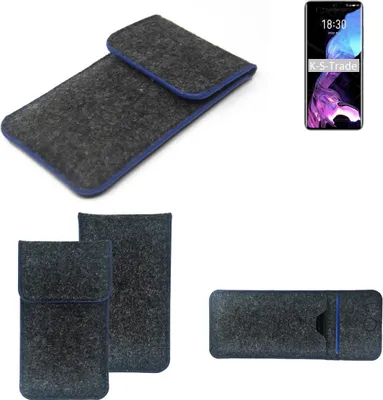Produktbild von K-S-Trade Handy-Hülle Schutz-Hülle kompatibel mit Meizu 18 Filztasche Pouch Tasche Case Sleeve Filzhülle dunkelgrau, blauer Rand