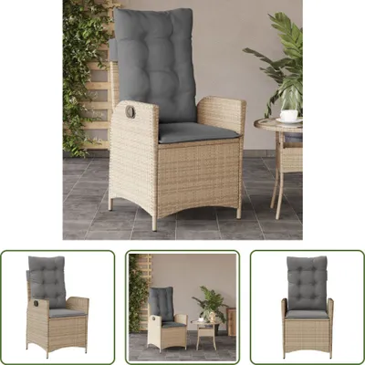 Produktbild von The Living Store Gartensessel mit Kissen Verstellbar Beigemischung Poly Rattan