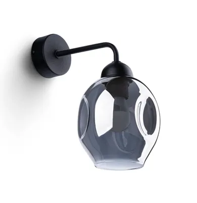 Zdjęcie produktu dla Kinkiet FILLAN czarny-dymiony 1xE27x60W szkło wym:29x25x15cm IP20 Sollux Lighting
