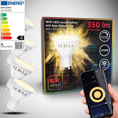 Produktbild von LED WiFi Leuchtmittel SmartHome Lampe dimmbar Licht Birne GU10 Alexa Google 5,5W