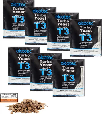 Produktbild von 7 x Alcotec Turbohefe – Classic T3 Alkohol Brennhefe, Gärhefe, Wodkahefe, Turbo Hefe, Wodka Hefe