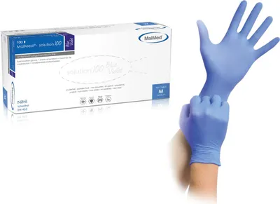 Produktbild von MAIMED solution 100 blue violet Nitril PF unsteril Gr. M 1 Pack = 100 stk.