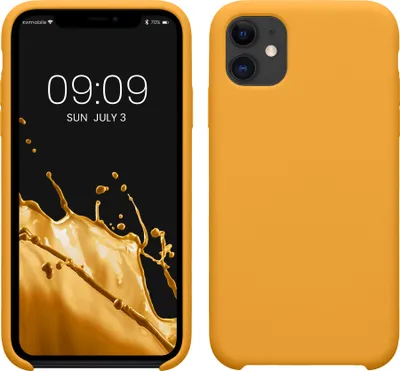 Produktbild von kwmobile Hülle kompatibel mit Apple iPhone 11 Hülle - Silikon Handy Case - Handyhülle weiche Oberfläche - kabelloses Laden - Mango