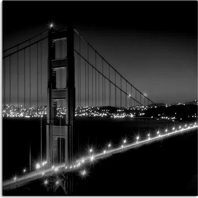 Produktbild von ARTland Leinwandbild Golden Gate Bridge am Abend I Größe: 40x40 cm
