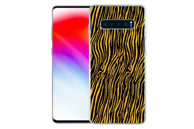 Produktbild von MuchoWow® Handyhülle Schutzhülle Hülle für Samsung Galaxy S10 Plus Tigerdruck - Schwarz - Orange Silikon Softcase Handy Hülle - Schutzhülle