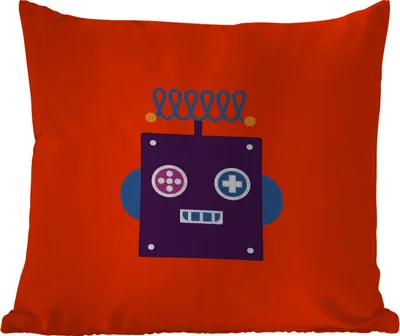 Produktbild von MuchoWow® Outdoor Kissen - Roboter - Rot - Gesicht - Formen - Jungen - Kinder - 40x40 cm - Wetterfest - Lounge Kissen - Kopfkissen - Interieur - Polster mit Bild