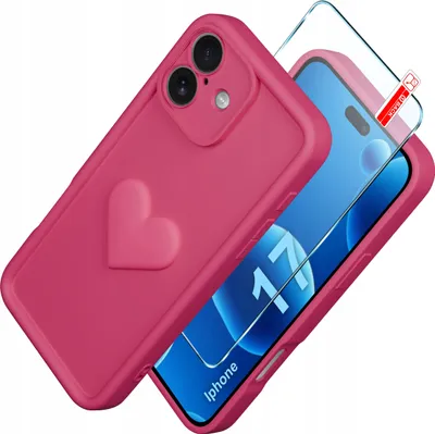 Produktbild von iPhone 17 CASE Silikonhülle MATT Herz + Schutzglas 9H