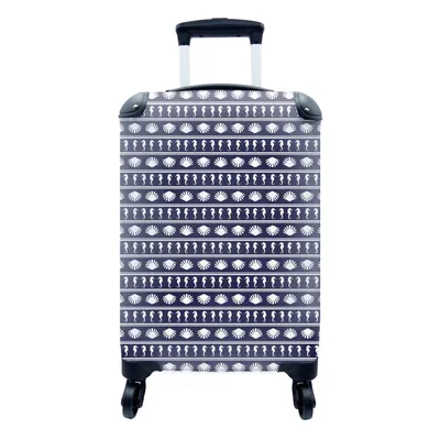 Produktbild von MuchoWow® Koffer Handgepäck Trolley Rollkoffer Kleine Reisekoffer mit 4 Rollen - Muster - Meer - Muscheln - Seepferdchen - Cabin Size < 55x40x23 cm & 55x40x20 cm - Fotokoffer - Kabinenkoffer - Boardgepäck - Reise-Box - Reisekoffer - Reisegepäck - Koffer mit Bild - Trolley für Kinder