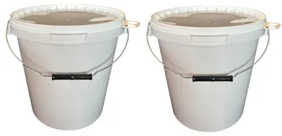 Produktbild von SILPLAST Eimer mit Deckel 15L x 2 Kunststoffeimer 15 Liter lebensmittelecht stapelbar Plastikeimer leer Weiß