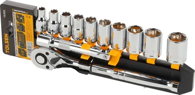 Produktbild von Tolsen Industrie-Ratschenschlüsselsatz mit 1/2"-Steckschlüsselsatz, 12-teilig - Maxami