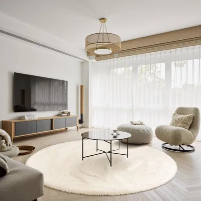 Produktbild von Teppich Flauschig 120x120 cm Creme Rutschfest Schlafzimmer Wohnzimmer