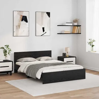 Zdjęcie produktu dla Maison Exclusive – rama łóżka w kolorze czarnego dębu 120 x 200 cm materiał drewnopochodny