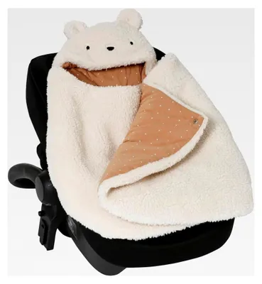 Produktbild von 2-in-1 Baby Ausfahrsack und Wickelunterlage, Teddy  weiß