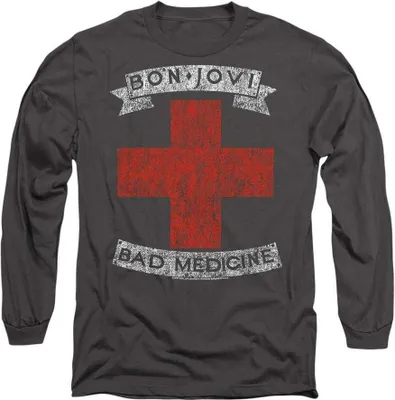 Produktbild von Bon Jovi - "Bad Medicine" T-Shirt für Herren/Damen Uni, Langärmlig TV22741 (XL) (Holzkohle)