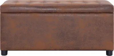 Image de vidaXL Ottoman avec espace de rangement 87,5 cm brun aspect daim