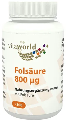 Zdjęcie produktu dla vitaworld Kwas foliowy 800 µg tabletki, 100 tabletek