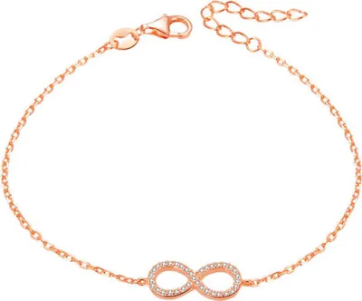 Obrázok produktu pre Ružovo pozlátený strieborný náramok s kryštálmi AGB483/20-ROSE.